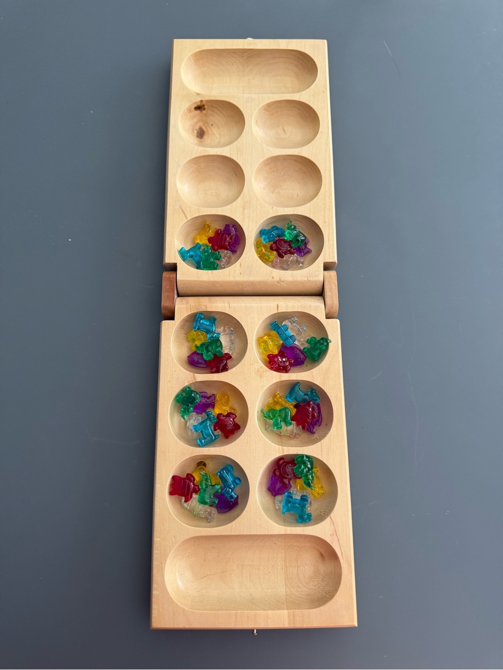 Wooden Mancala-Style Counting Game with Colorful Beads